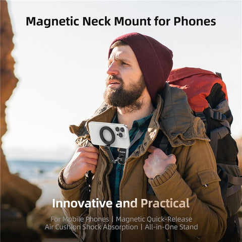 TELESIN MNM-001 For iPhone 12 / 13 / 14 / 15 / 16 Silicone Neck Mount Magnetic Selfie Stick Phone Neck Holder