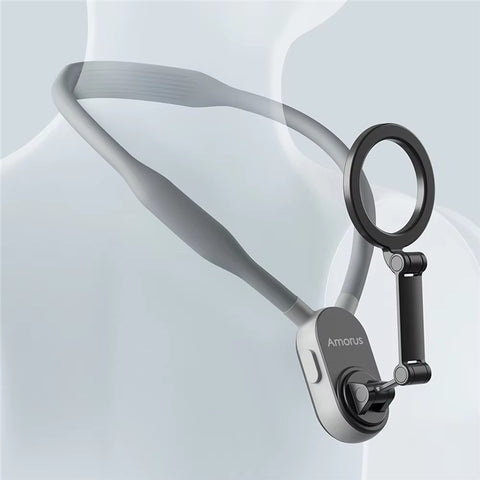 AMORUS Neck Holder for iPhone Samsung Universal Handsfree POV/Vlog Magnetic Around Neck Phone Mount