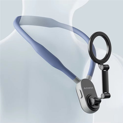 AMORUS Neck Holder for iPhone Samsung Universal Handsfree POV/Vlog Magnetic Around Neck Phone Mount