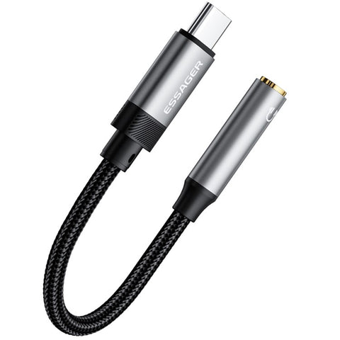 ESSAGER Type-C Male to 3.5mm Female Headphone Connection Audio Adapter Cable