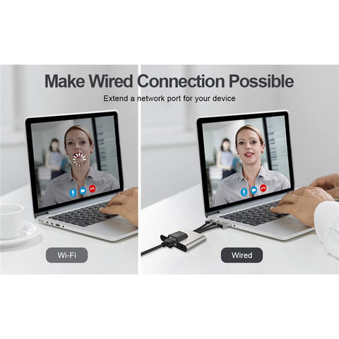 NK-1056S iP  /  USB-A  /  Type-C 3-in-1 Ethernet Adapter with 3.5mm Audio Jack for Windows / Mac OS / Phone / Pad