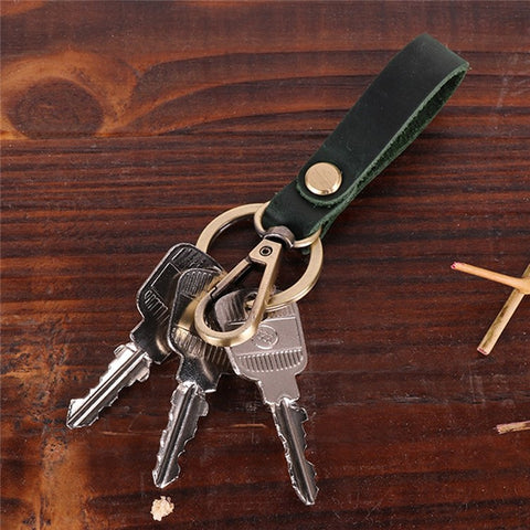 K017 Handmade Genuine Leather Keychain Key Chain with Belt Loop Clip for Keys, Size S
