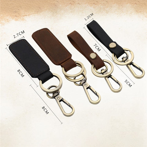 K017 Handmade Genuine Leather Keychain Key Chain with Belt Loop Clip for Keys, Size S