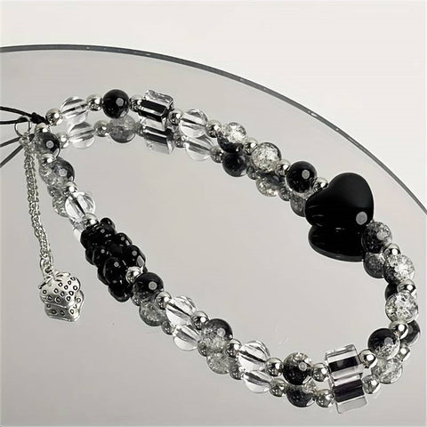 Phone Case Strap Bear Heart Design Strawberry Charm Bracelet Lanyard Multi-Scene Use