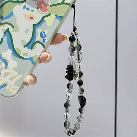 Phone Case Strap Bear Heart Design Strawberry Charm Bracelet Lanyard Multi-Scene Use