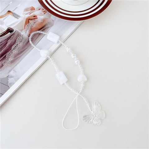 30cm Acrylic Clear Phone Case Lanyard Beaded Phone Chain Strap Mobile Accessories