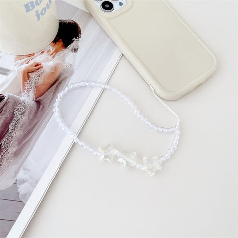 30cm Acrylic Clear Phone Case Lanyard Beaded Phone Chain Strap Mobile Accessories