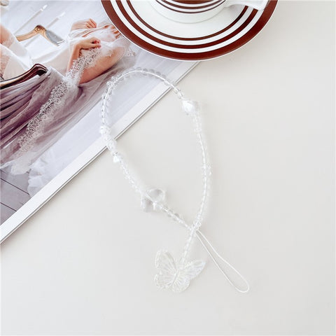 30cm Acrylic Clear Phone Case Lanyard Beaded Phone Chain Strap Mobile Accessories