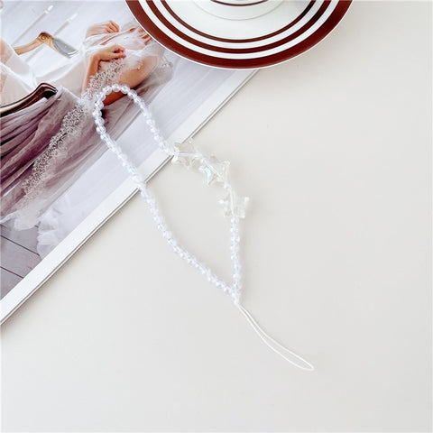 30cm Acrylic Clear Phone Case Lanyard Beaded Phone Chain Strap Mobile Accessories