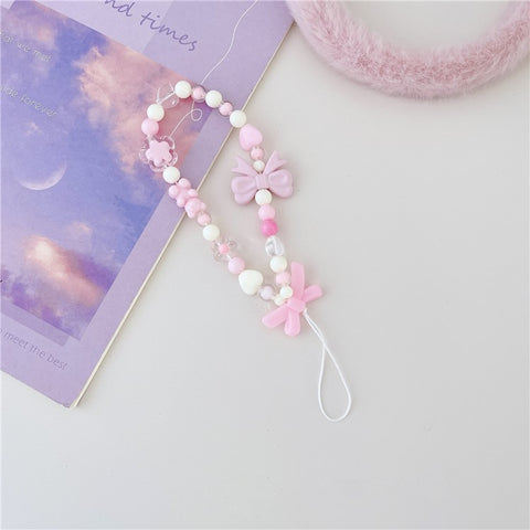 Handmade Beaded Phone Strap Sweet Fresh Style Acrylic 25cm Phone Case Lanyard for Girls