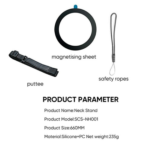 SCS-NH001 Magnetic Neck Phone Holder 360-Degree Rotation Hand Free POV Flexible Phone Neck Mount