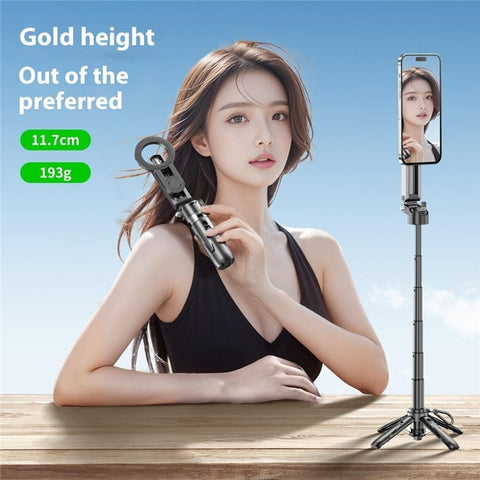 P15-C 2 In 1 Magnetic Phone Holder Telescopic Selfie Stick Portable Tripod Stand with G Style RGB Pocket Light