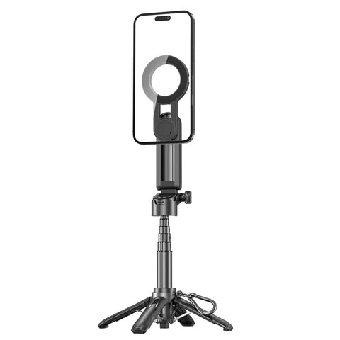 P15-C 2 In 1 Magnetic Phone Holder Telescopic Selfie Stick Portable Tripod Stand with G Style RGB Pocket Light