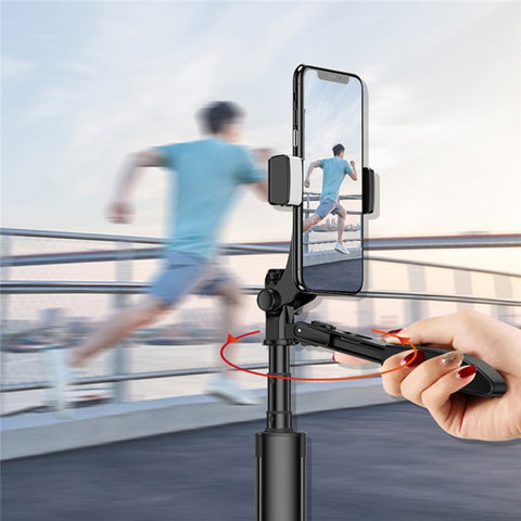 A21S Multifunction Cell Phone Clip Tripod Stand Selfie Stick Gimbal Stabilizer Tripod with Remote Control and Fill Light for Video Recording / Vlogging / Live Streaming
