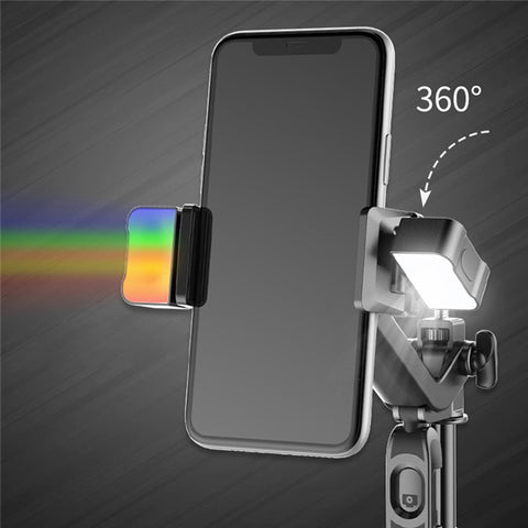 A21S Multifunction Cell Phone Clip Tripod Stand Selfie Stick Gimbal Stabilizer Tripod with Remote Control and Fill Light for Video Recording / Vlogging / Live Streaming