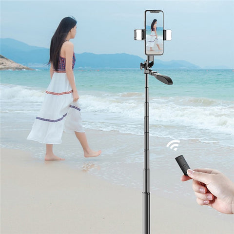 A21S Multifunction Cell Phone Clip Tripod Stand Selfie Stick Gimbal Stabilizer Tripod with Remote Control and Fill Light for Video Recording / Vlogging / Live Streaming