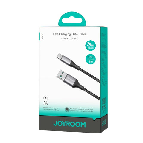 JOYROOM S-A28 2m USB-A to Type-C Cable 3A Fast Charging Nylon Braided Data Cord