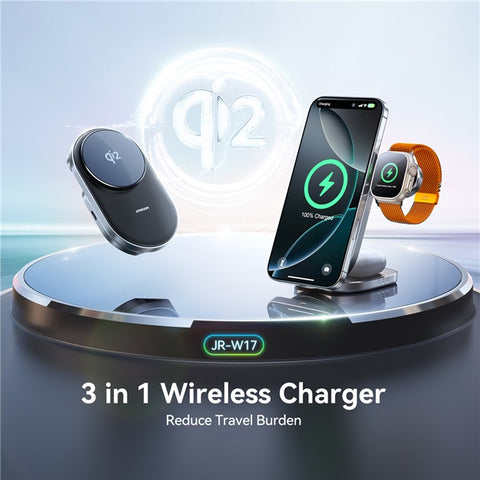 JOYROOM JR-W17 Qi2 3 in 1 Magnetic Wireless Charger for Iphone / Airpods / Apple Watch Foldable 15W Fast Charging Station