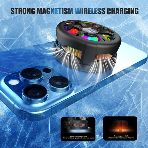 Q6 Qi2 Certified Magnetic Wireless Charger Smartphone TEC Cooling Fan with RGB Light