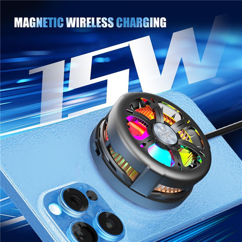 Q6 Qi2 Certified Magnetic Wireless Charger Smartphone TEC Cooling Fan with RGB Light