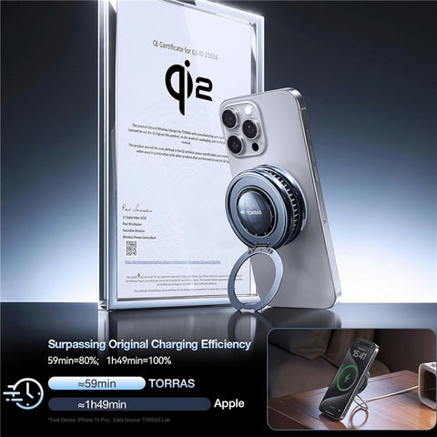 TORRAS Wireless Magnetic Charger 15W Fast Cooling Charger with 360° Rotating Stand
