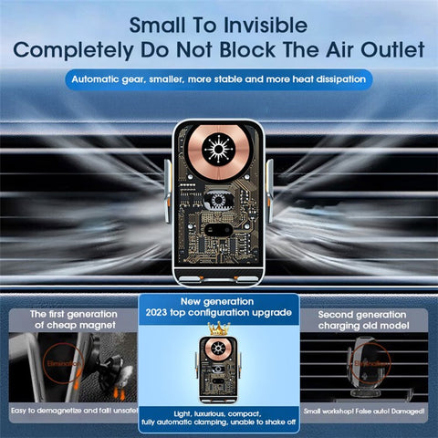 C10 Infrared Sensor Transparent Car Air Vent Wireless Charger 15W Fast Charger Phone Mount Holder for Car Navigation