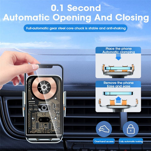 C10 Infrared Sensor Transparent Car Air Vent Wireless Charger 15W Fast Charger Phone Mount Holder for Car Navigation