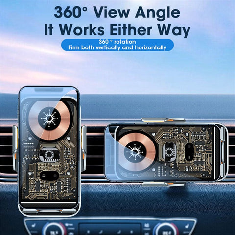 C10 Infrared Sensor Transparent Car Air Vent Wireless Charger 15W Fast Charger Phone Mount Holder for Car Navigation