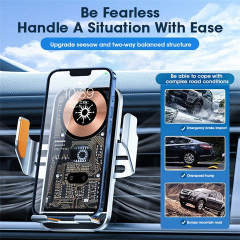 C10 Infrared Sensor Transparent Car Air Vent Wireless Charger 15W Fast Charger Phone Mount Holder for Car Navigation