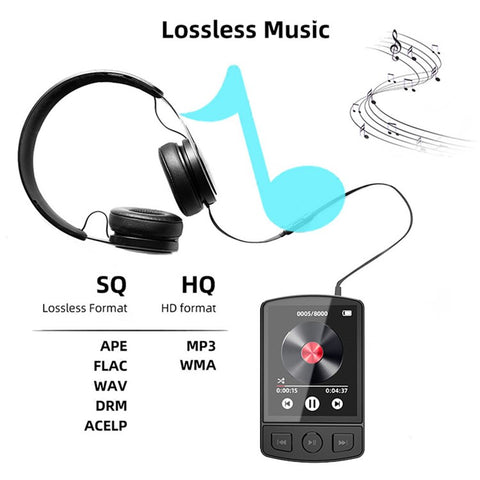 MP3-07 Portable Bluetooth-compatible MP3 Music Player FM Radio 1.77-inch Screen Video MP4 Player