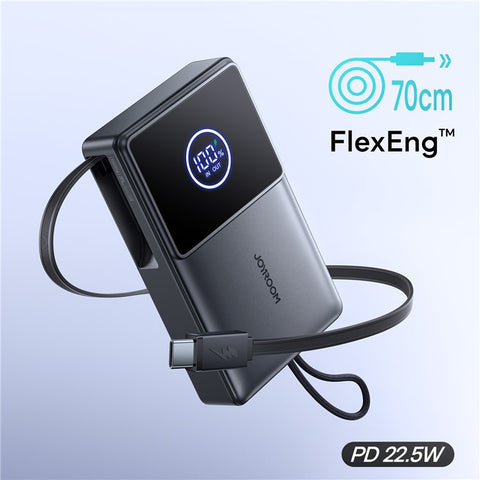 JOYROOM JR-PR1 Power Bank 10000mAh 22.5W Super Fast Charging Charger with Built-In Retractable Cable