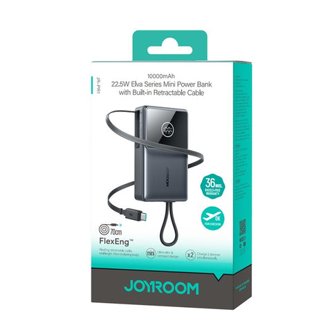 JOYROOM JR-PR1 Power Bank 10000mAh 22.5W Super Fast Charging Charger with Built-In Retractable Cable