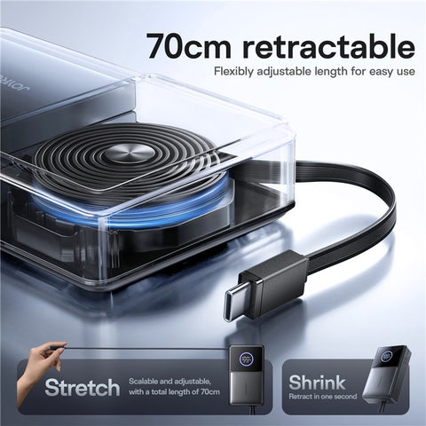 JOYROOM JR-PR1 Power Bank 10000mAh 22.5W Super Fast Charging Charger with Built-In Retractable Cable