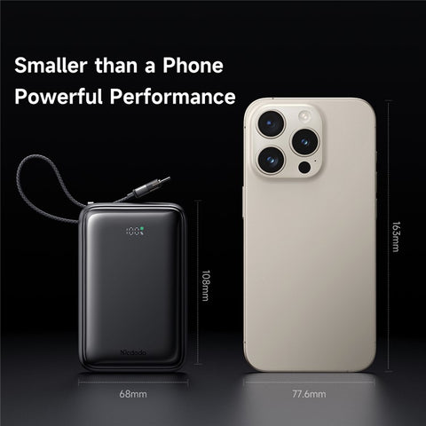 MCDODO MC-6370 MDD Freekit Series USB-C Cable Power Bank 20000mAh Digital Display 65W USB-A + USB-C Ports Phone Charger