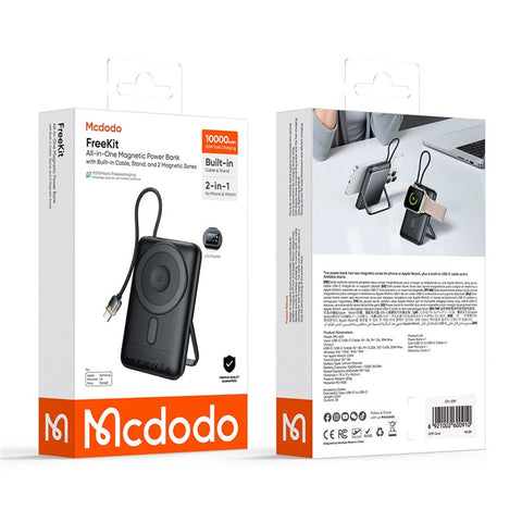 MCDODO MC-6320 MDD Freekit Series USB-C Cable 10000mAh Power Bank for Apple Watch AirPods Phone Magnetic Wireless Charging Stand