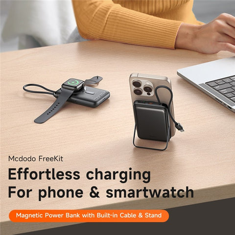 MCDODO MC-6320 MDD Freekit Series USB-C Cable 10000mAh Power Bank for Apple Watch AirPods Phone Magnetic Wireless Charging Stand