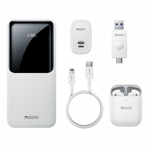 YESIDO CG10 5 in 1 10000mAh Power Band Set with TWS Earbuds / Wall Charger / Cable / USB Drive