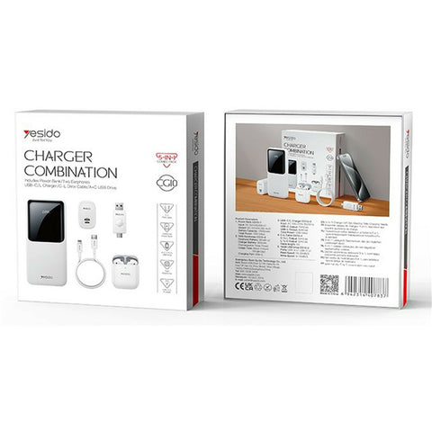 YESIDO CG10 5 in 1 10000mAh Power Band Set with TWS Earbuds / Wall Charger / Cable / USB Drive