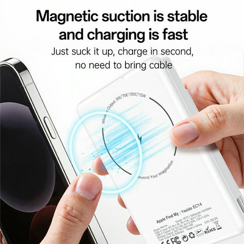 YESIDO YP73 Wireless Charging Power Bank 5000mAh 15W Fast Charging Phone Charger with Locator / Metal Stand