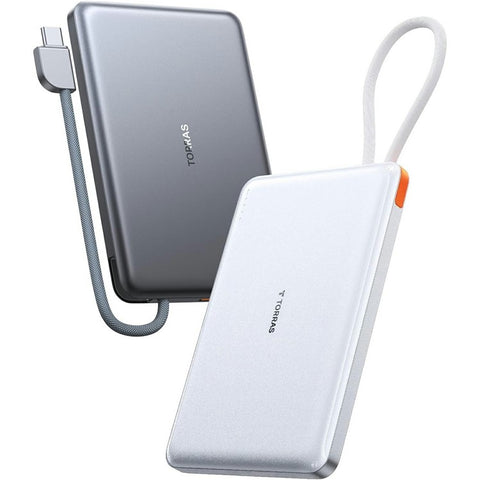 TORRAS Mini Power Bank 10000mAh Built-In Type-C Cable 22.5W PD Fast Charging Portable Charger