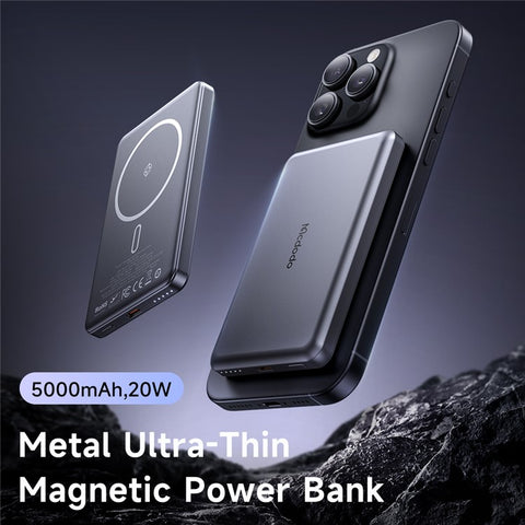 MCDODO MC-4641 5000mAh Metal Ultra-Thin Magnetic Wireless Power Bank 20W Fast Charging USB-C Input / Output
