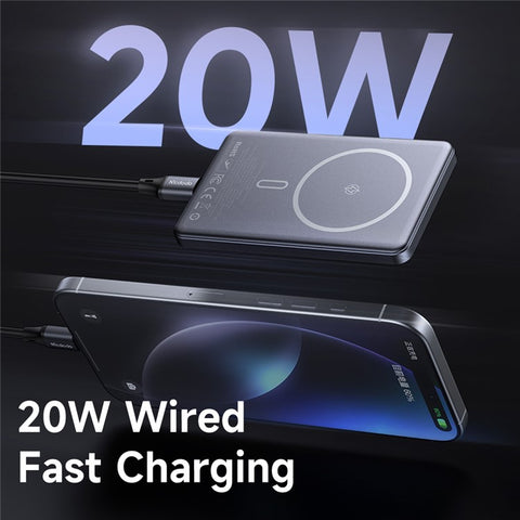 MCDODO MC-4641 5000mAh Metal Ultra-Thin Magnetic Wireless Power Bank 20W Fast Charging USB-C Input / Output