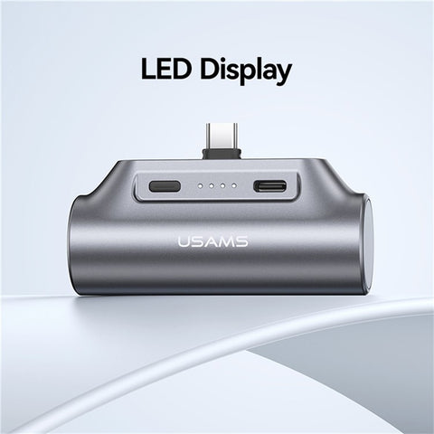 USAMS CD248 PB79 Mini Power Bank 3000mAh Type-C Plug Portable Charger Emergency Charging for Phones