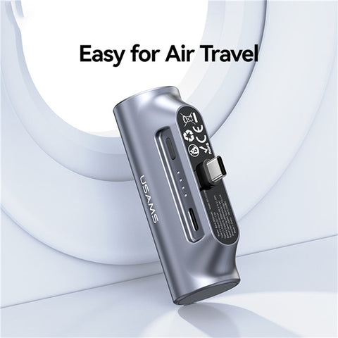 USAMS CD248 PB79 Mini Power Bank 3000mAh Type-C Plug Portable Charger Emergency Charging for Phones