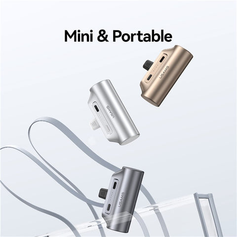 USAMS CD248 PB79 Mini Power Bank 3000mAh Type-C Plug Portable Charger Emergency Charging for Phones