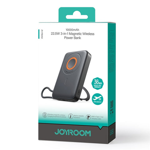 JOYROOM JR-PBM02 22.5W Super Fast Charging 3 in 1 Magnetic Wireless Charger 10000mAh Power Bank with Type-C Cable