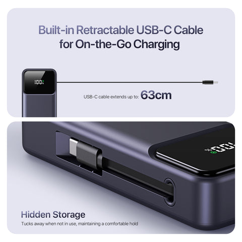 DUZZONA For Universal  P1 10000mAh 22.5W Portable Power Bank with Retractable Charging Cable