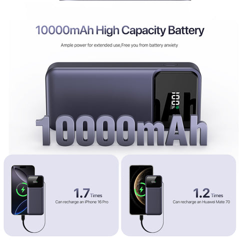 DUZZONA For Universal  P1 10000mAh 22.5W Portable Power Bank with Retractable Charging Cable