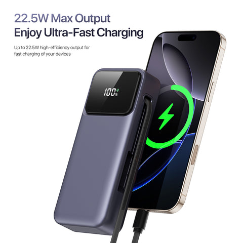 DUZZONA For Universal  P1 10000mAh 22.5W Portable Power Bank with Retractable Charging Cable