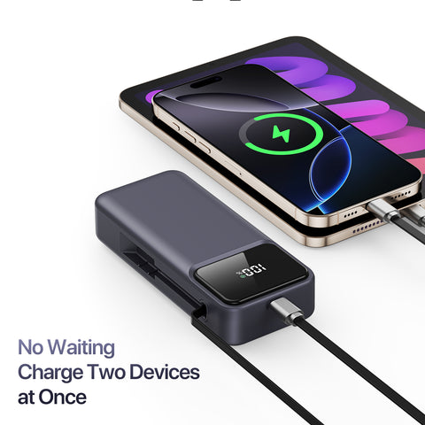 DUZZONA For Universal  P1 10000mAh 22.5W Portable Power Bank with Retractable Charging Cable